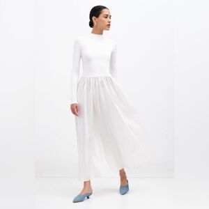 Marcella NYC Long Sleeve Maxi Dress Off White